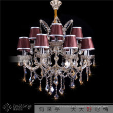 Lámpara de araña de cristal de cobre amarillo comercial en Zhongshan